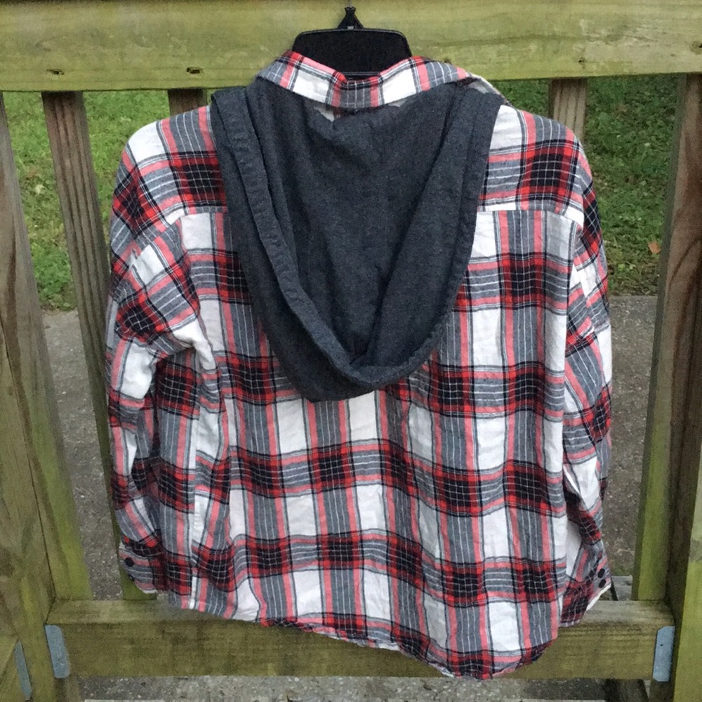 Mind Code Plaid Button Down With Hood - image 6